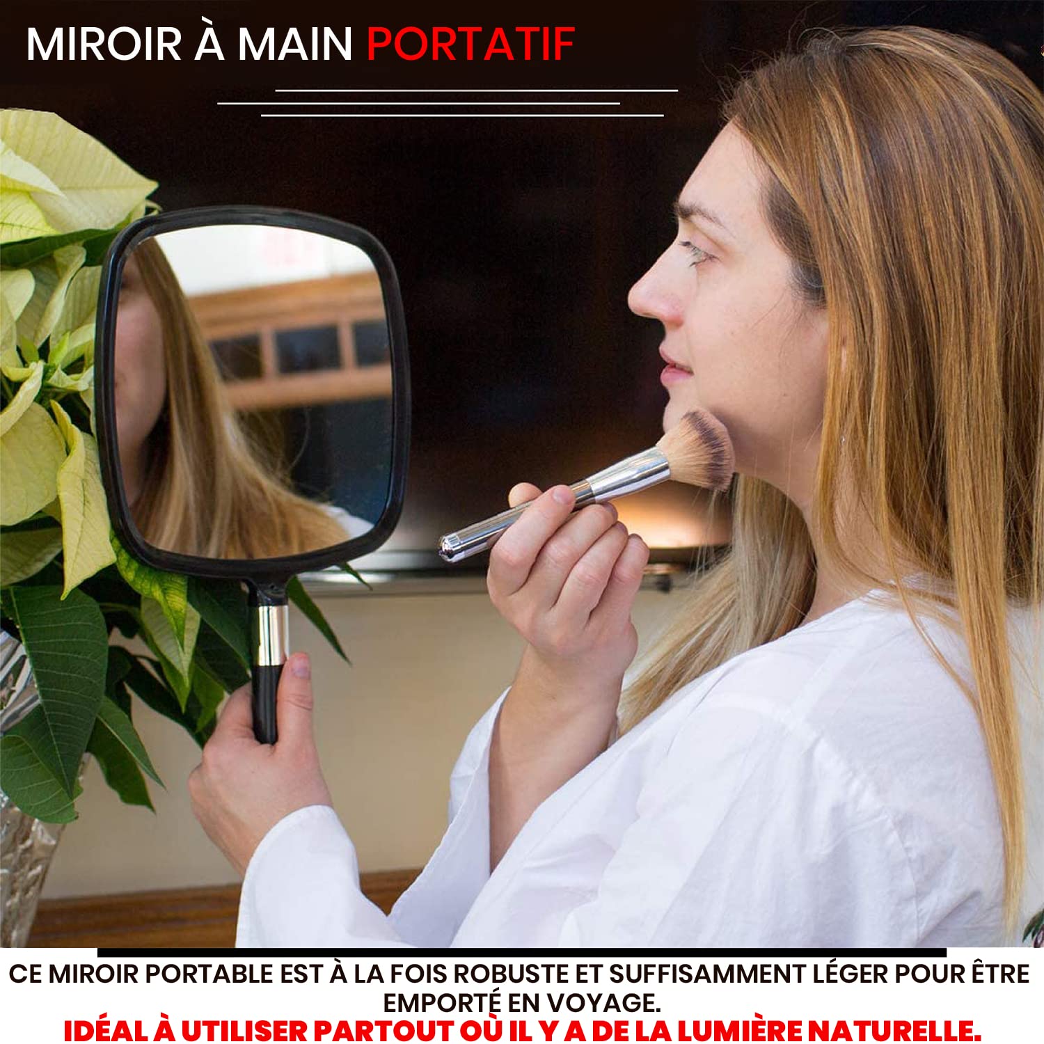 MIRRORVANA Lot de 5 Grands miroirs à Main Confortables pour Coiffeur, barbier et Salon de beauté, Miroir portatif rectangulaire, 33 cm x 23 cm (Noir)