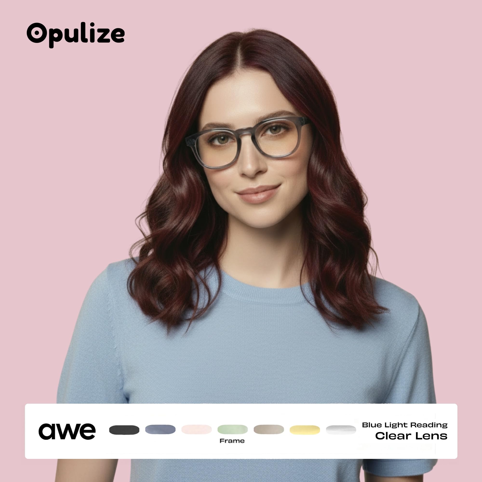 OPULIZE AWE Occhiali luce blu donna e uomo - Occhiali da lettura Antibagliore - Occhiali per computer e gaming - Protezione UV - Rotondo retrò - Cristallo +0,00 - 4