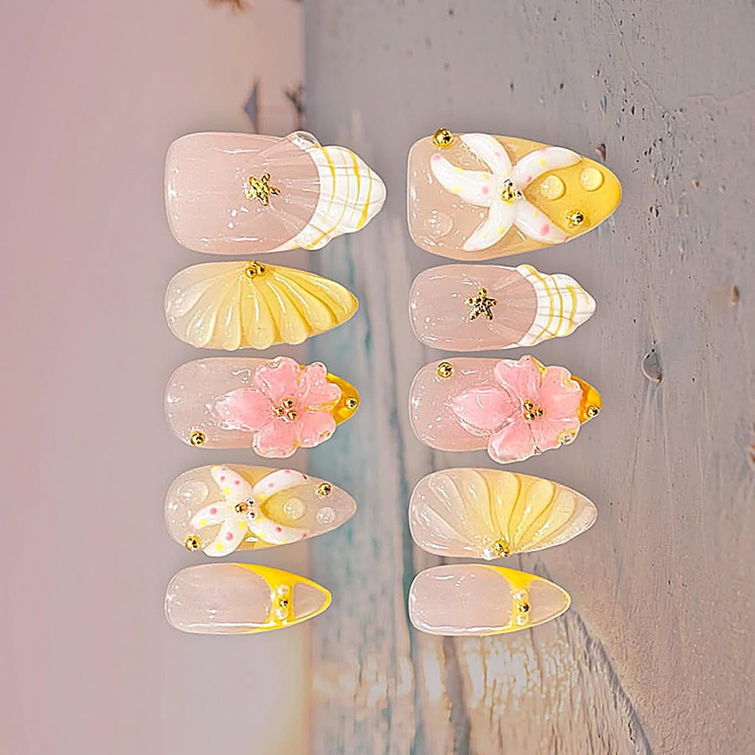 Almond Manicure Tips, Glossy Nude Tips, Adhesive Tabs