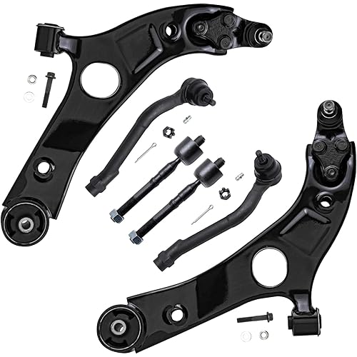 Detroit Axle - Front 6pc Control Arms Kit for Kia Optima Hyundai Sonata Azera Cadenza 2 Lower Control Arms w/Ball Joints 4 Inner & Outer Tie Rods Replacement