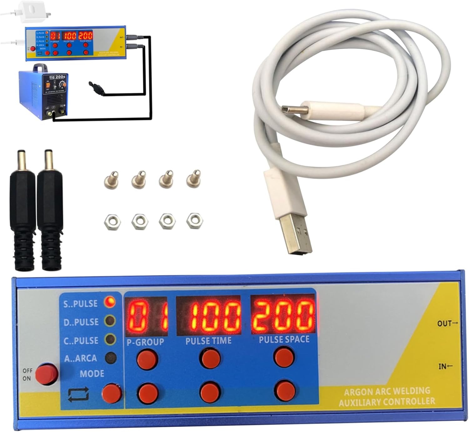 Spot Welder Controller 5V 2A Adjustable Argon Arcs Spot Welder Control Board with Data Cable and Sockets Spots Welding Machine Cold Welding Controller for Spot Welder Attachment