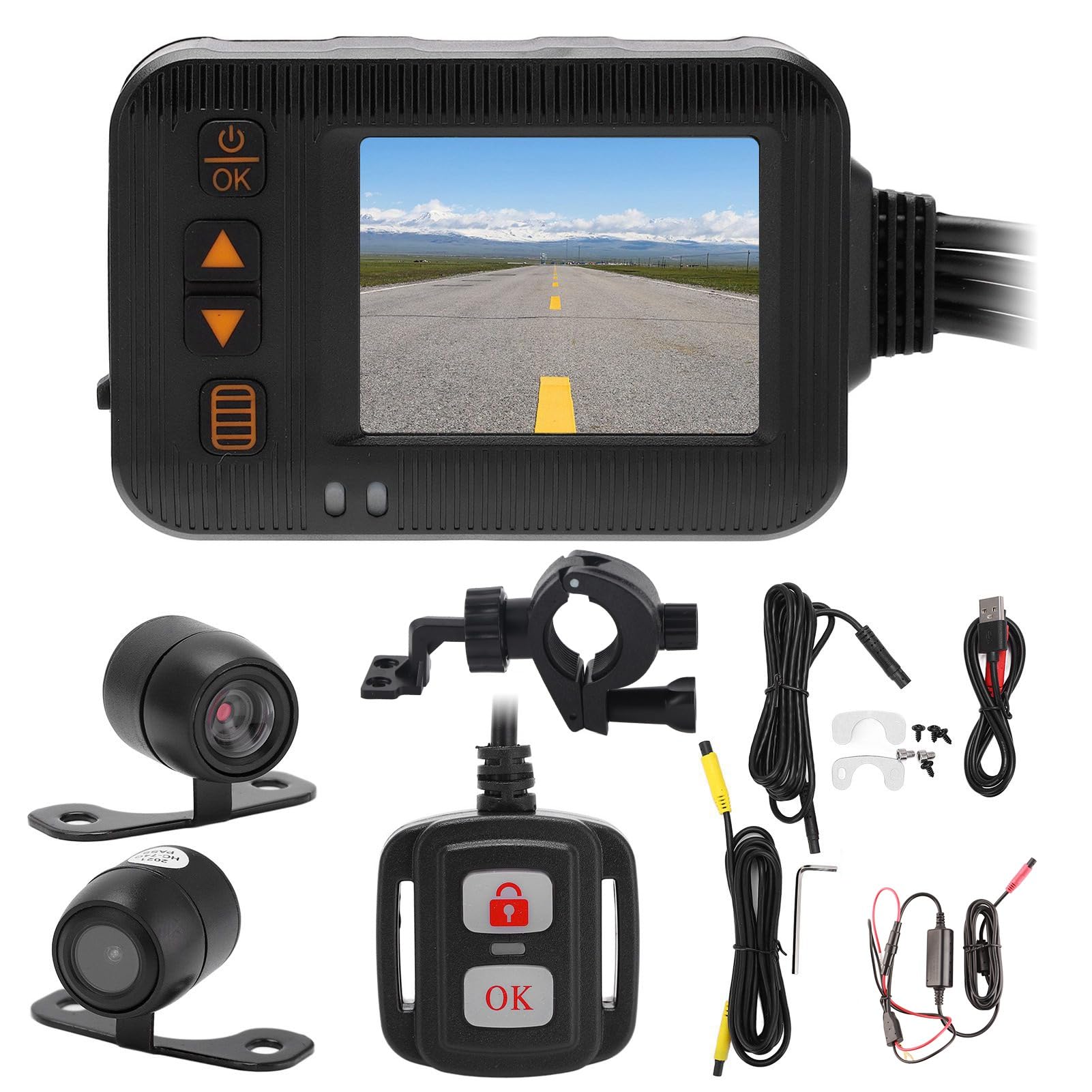 Grabadora de Conducción de Motocicletas de 2 Pulgadas, HD, Resistente Al Agua, DVR, Cámara de Salpicadero, Grabación en Bucle para Todas las Motocicletas