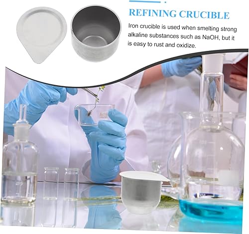 Miniatura 3 de EXCEART Crisol de hierro con tapa Capacidad de material de hierro de alta calidad para fundir y fundir sustancias alcalinas fuertes aplicaciones de