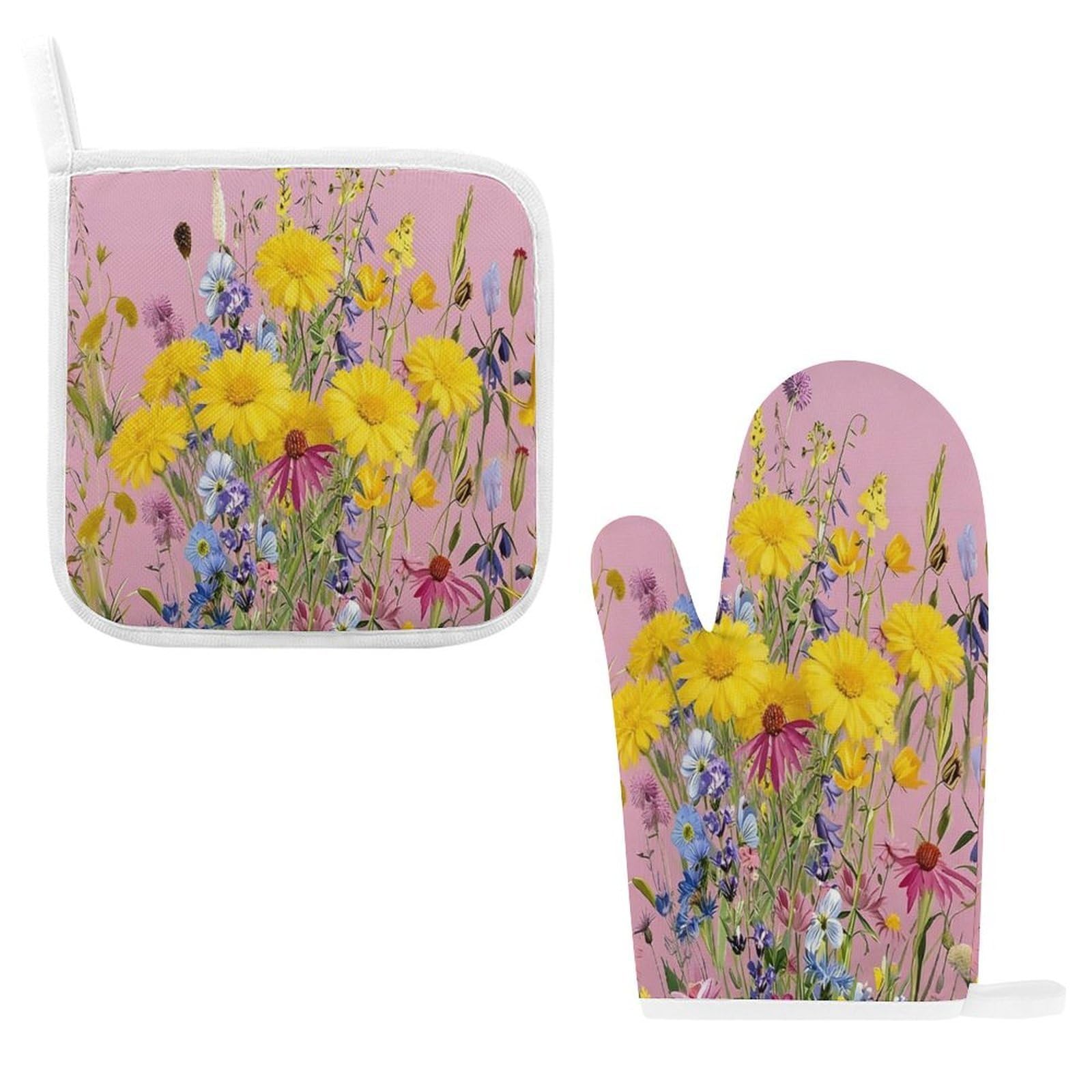 Fodpand Style Central Bouquet Of Yellow Daisies Oven Mitts And Pot Holders Sets