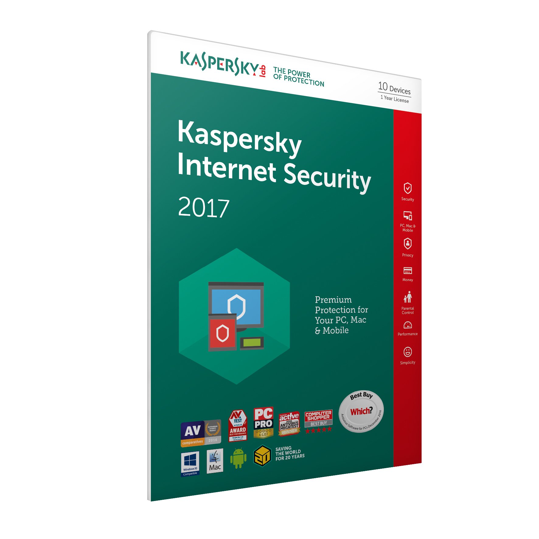 Kaspersky Internet Security 2017 10 Devices 1 Year - Frustration Free Packaging