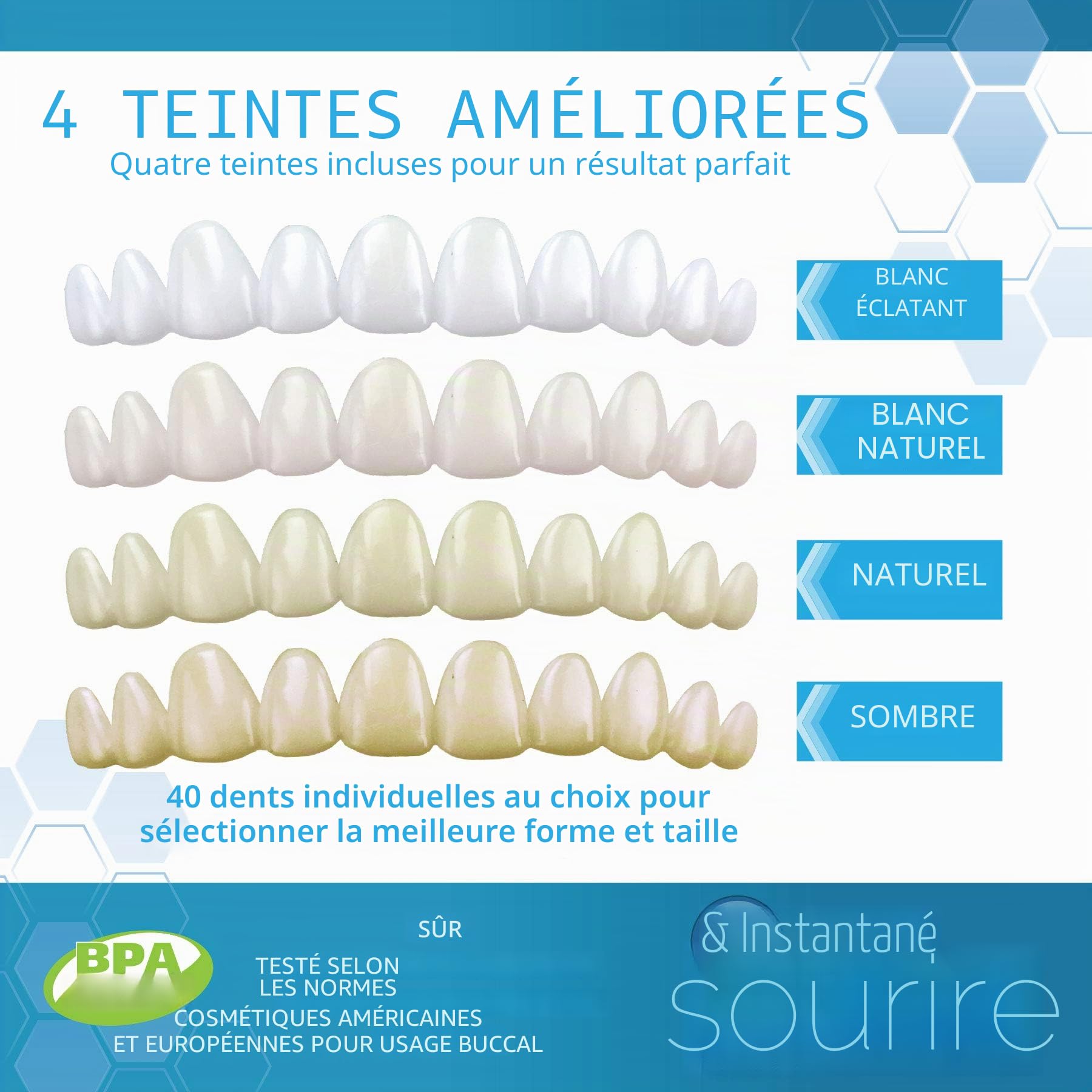 Instant Smile Complétez Votre Sourire Temporary Dental Replacement Kit – Kit Dentaire de Remplacement, Facile à Utiliser, Sourire Instantané, Taille Unique