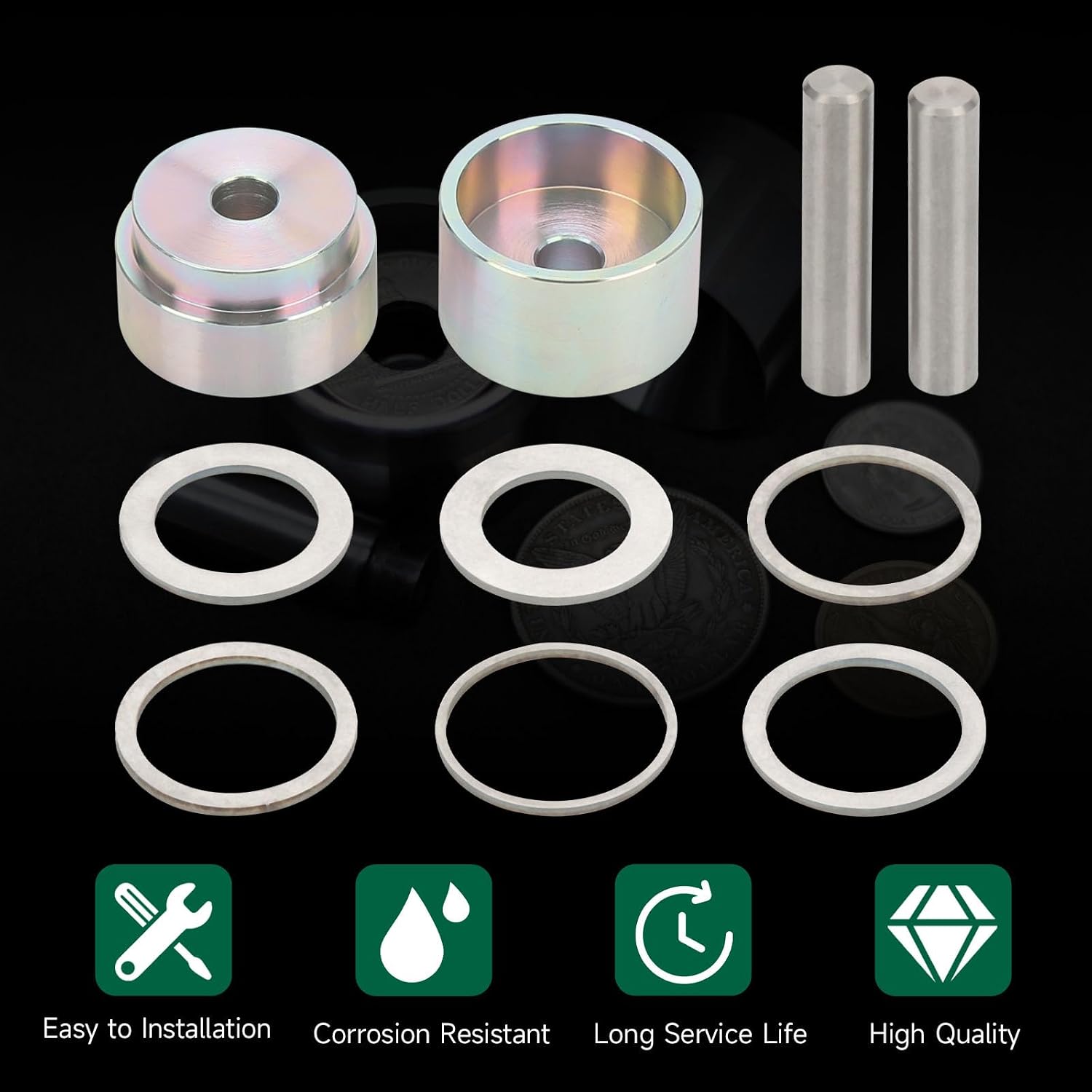 Coin Ring Puncher Spacer Set 6 Punches CoinRing Making Tool Coin-Ring Center Punch 7/16inch