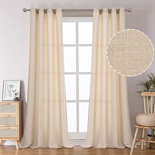 BGment Cortinas extralargas de 108 pulgadas para sala de estar, techo alto, cortinas largas de lino sintético, cortinas de arpillera gruesa con