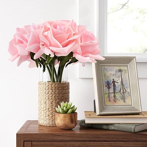 Miniatura 81 de Eyamumo Flores falsas, rosas artificiales de seda sintética al tacto real para decoración de bricolaje, fiesta de boda, decoración de oficina