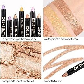 Kaely 2Pcs Cream Eyeshadow Stick Set for Eyes,Light Khaki & Desert Gold Shimmer Pen,Eye Brightener Halloween Makeup,sombras para ojos,Smooth Eye Shadow Highlighter Crayon Pencil Waterproof,04+06