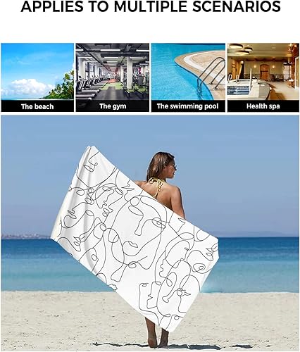 Miniatura 6 de Juego de toallas de microfibra para baño, cocina, playa, pelo, mano, yoga, toallas y paños de cocina, diseño moderno de geometría bohemia