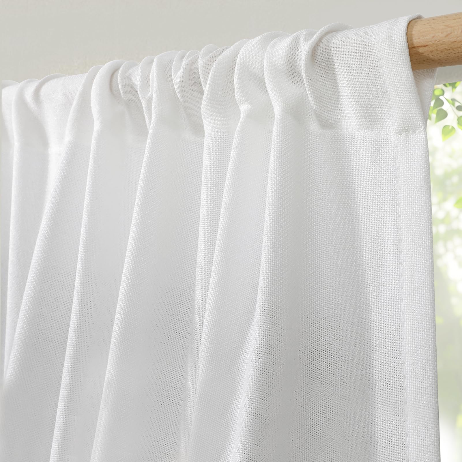 Softalker Leinen Gardinen Weiss 240 cm Hoch Vorhang Wohnzimmer modern Gardine Schal für Gardinenstange Fertiggardinen für Schlafzimmer Kinderzimmer Tür, küchengardinen,Curtains Living Room,2er Set