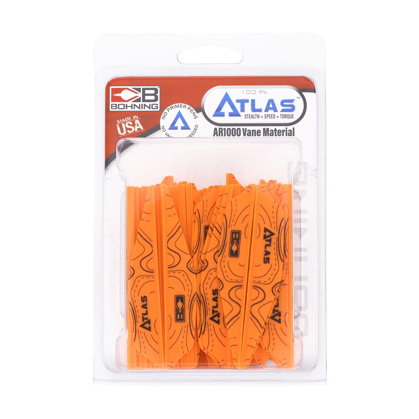 Atlas AR 1000 Vane, 7,1 cm, Topo sur orange fluo, 100 pièces