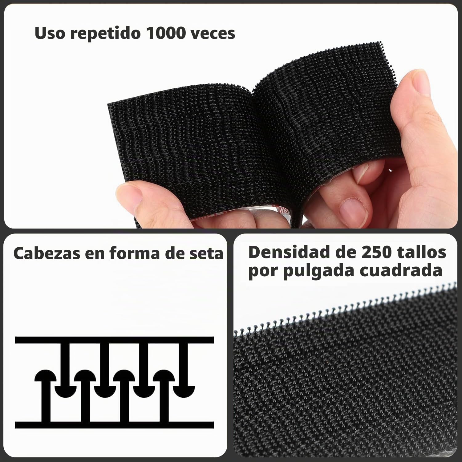 3M Dual Lock SJ3550 Cinta Adhesiva de Doble Fina Extra Fuerte Resistente 25 mm x 1,2 m Color Negro 1 Rollos con Cierre Resellable con Forma de Hongo Entrelazado para Uso en Interiores y Exteriores