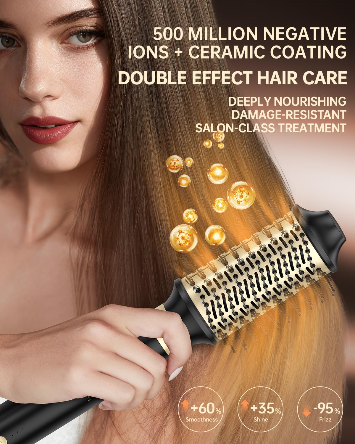 webeauty [podwójne napięcie] 6 w 1 suszarka do włosów, 110 000 obr./min, 25 m/s, 500 milionów jonów ujemnych, z szczotką do suszenia, okrągłą szczotką do suszenia, lokówkami Air Lock, czarna | 110,000 obr./min, 30 M/S, jonowa suszarka do włosów z 2 szczot