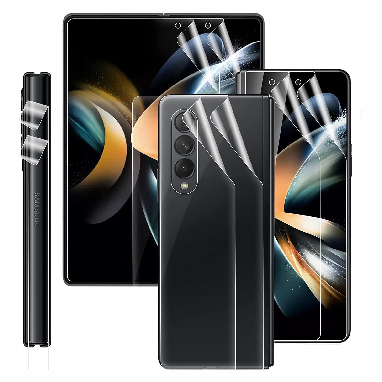 2 Sets Compatible Samsung Galaxy Z Fold 5 5G Screen HD Protector 7.6 Inch, 360° No Bubble Full Pack [with Scratch Tool] TPU 3D Anti-Scratch Protector for Galaxy Z Fold 5 - Clear