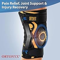 Vista 2 de ORTONYX Rodillera con bisagras con anillo de rótula y correas de sujeción, rodillera de punto 3D para aliviar el dolor, soporte de rótula
