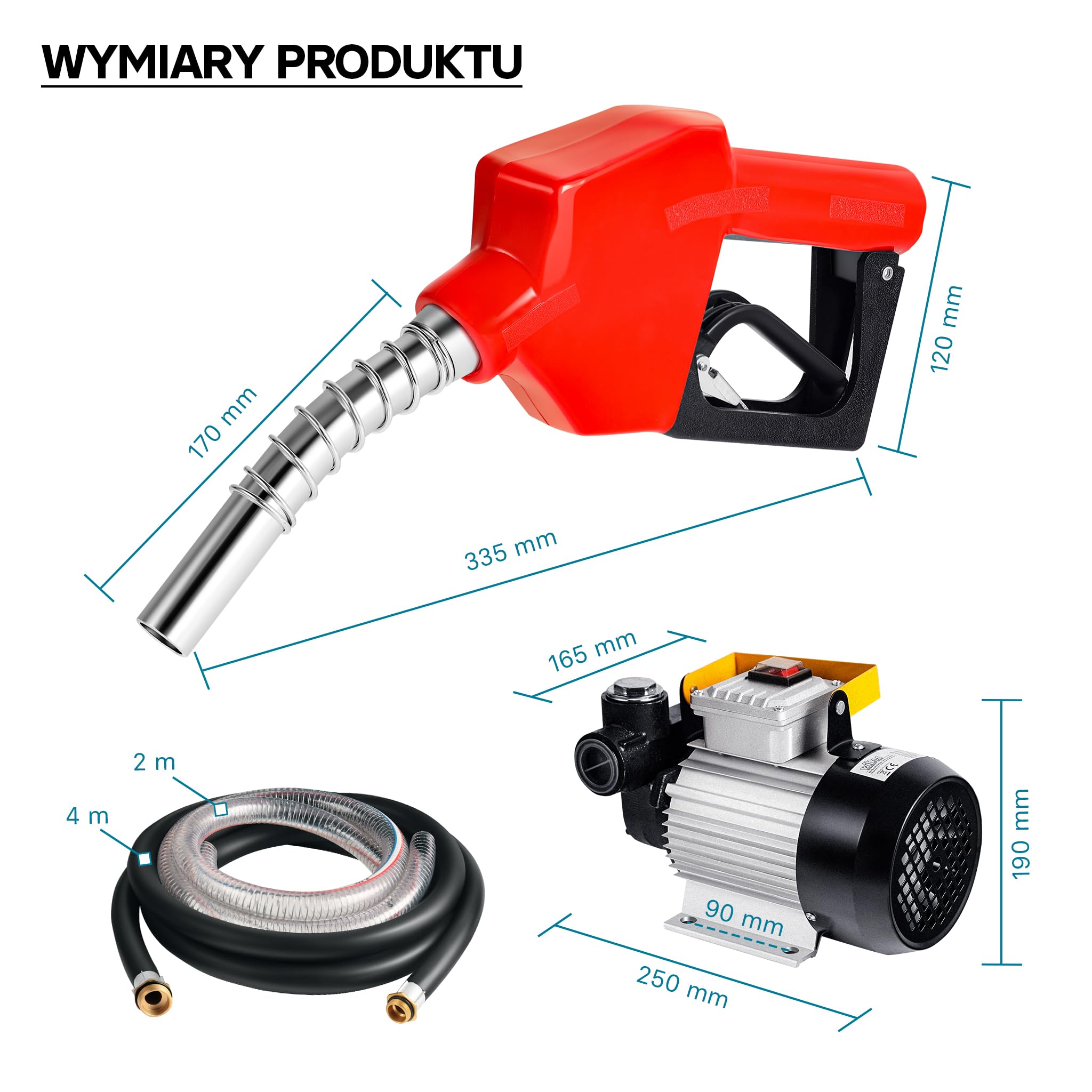 Wiltec Pompa do oleju napędowego i opałowego 550 W 20-60 l/min, samozasysająca 230 V zestaw z wężami i pistoletem