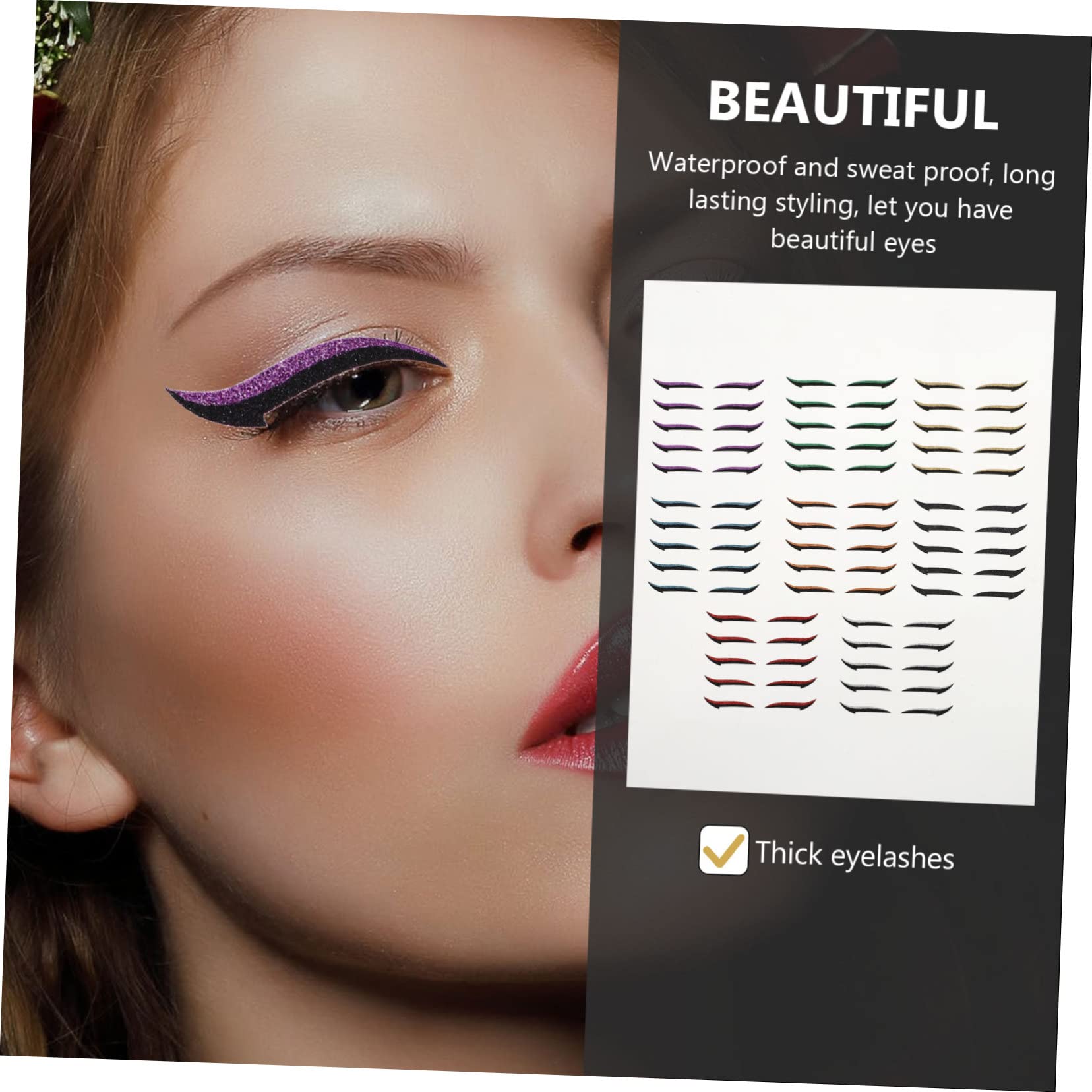 Healvian 160paires Autocollants Eyeliner Réutilisables Pour Double Paupière Stickers Cat Eye Colorés Parfait Pour Halloween Cosplay Et Fêtes