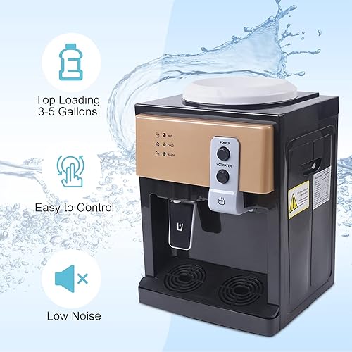 Miniatura 2 de Dispensador de enfriador de agua de carga superior  Dispensador eléctrico de escritorio caliente y frío, 3 ajustes de temperatura agua hirviendo,