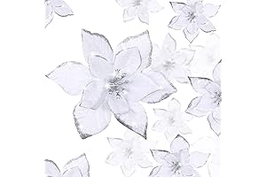 WILLBOND Christmas White Ornaments: Enchanting Glitter Poinsettia Flowers for Festive Decor