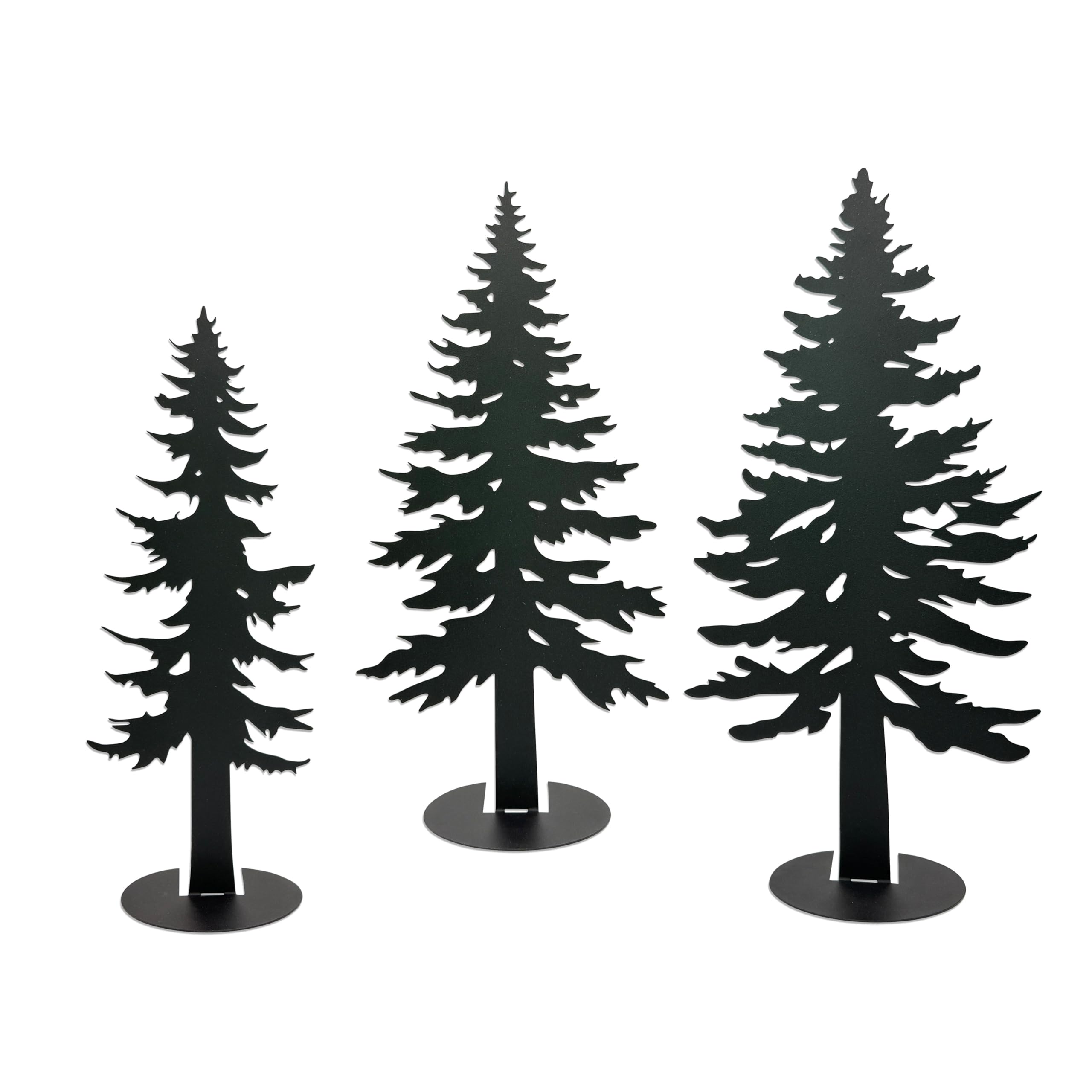 Natrlart Set of 3 Farmhouse Metal Pine Tree Decor, Cabin Woodland Forest Tree Decor for Mantel Centerpieces Living Room Bedroom, Rustic Christmas