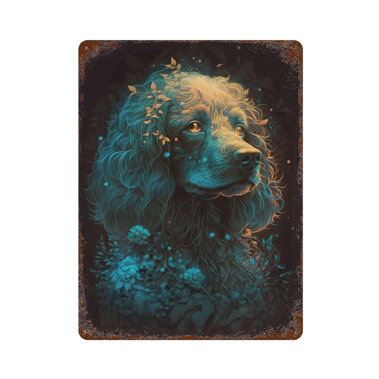 Garage Style Goldendoodle Dog Aged Metal Wall Plaque 15.7"x11.8", Decorative Metal Wall Art for Bar And Workshop
