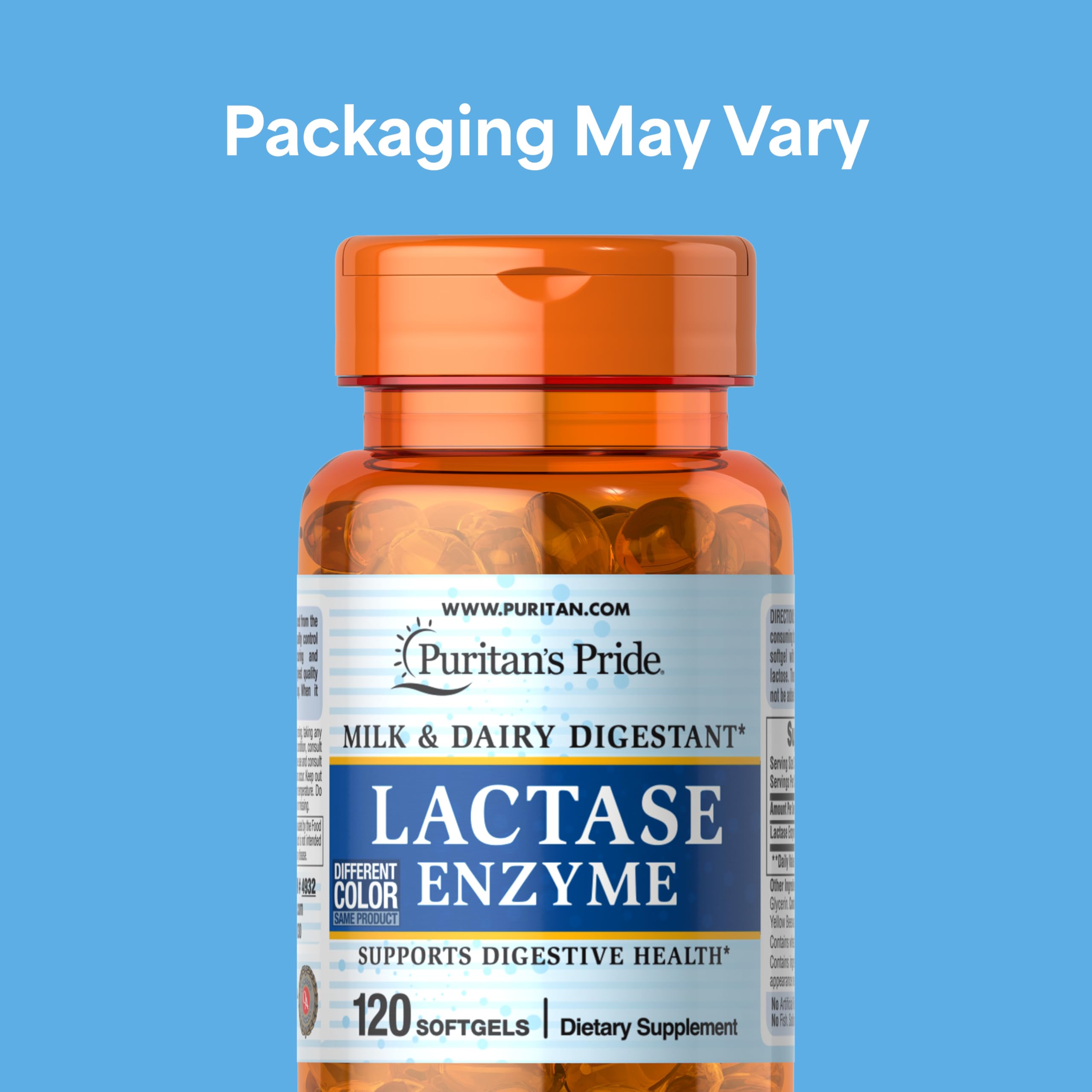Puritan's Pride Lactase Enzyme, Milk and Dairy Digestant, 120 Softgels — Amazon image 2