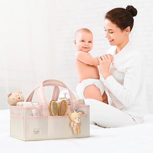Miniatura 9 de PeraBella Organizador de pañales XL con asa, bolsa de cesta de regalos para baby shower, artículos imprescindibles de búsqueda de registro,