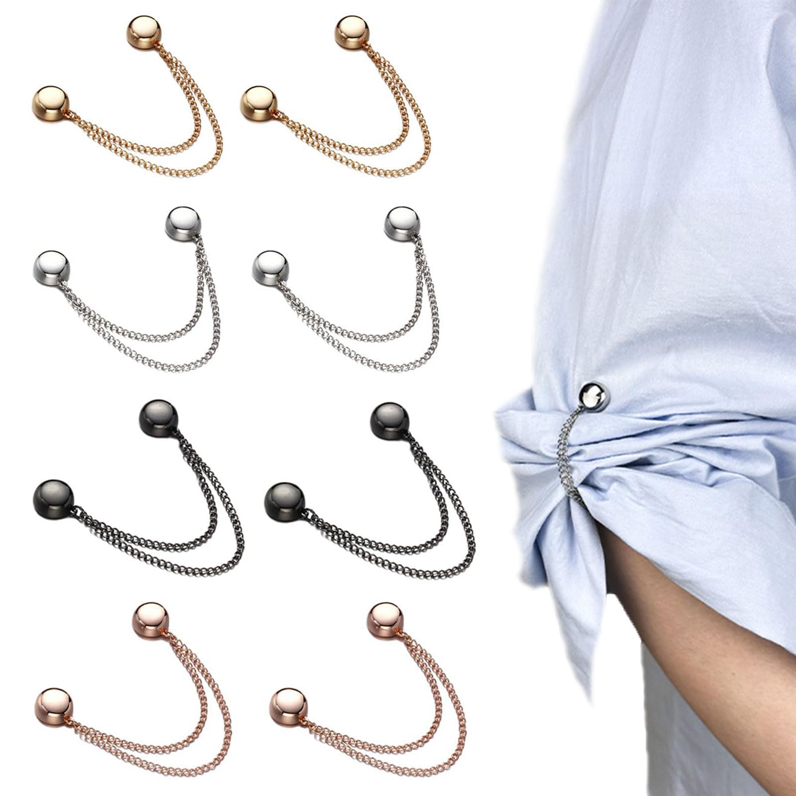 Lot De 8 Aimants Hijab Puissants - Clips Magnétiques Pour Vêtements (or, Argent, Noir, Rose)