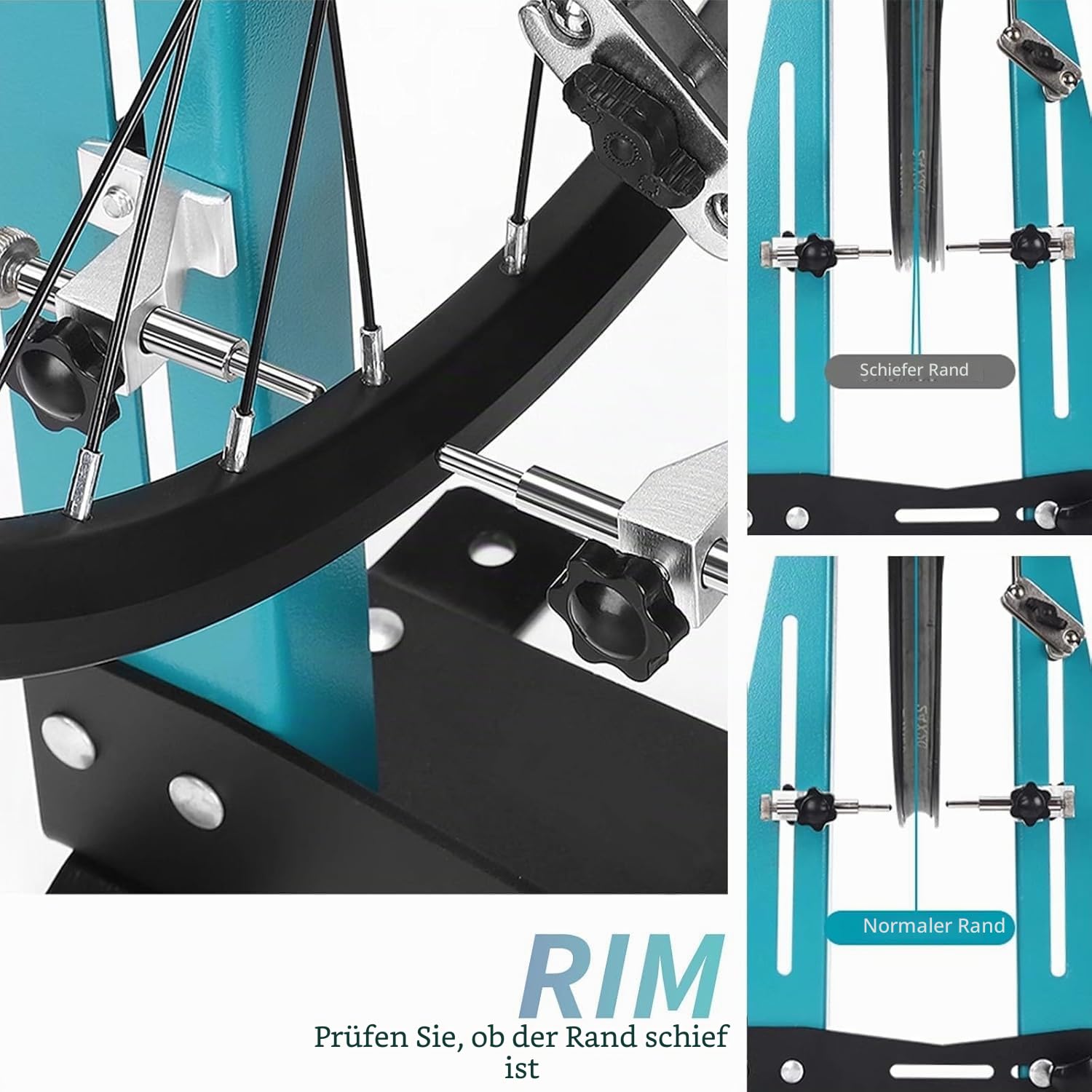 Zentrierständer Fahrrad für 16" - 29" Laufräder Fahrrad, Kalibrierungsständer Radwartungs mit Achsadapterstange, Felgen Korrekturständer Kohlenstoffstahl Verstellbare Radbreite 95-155 mm