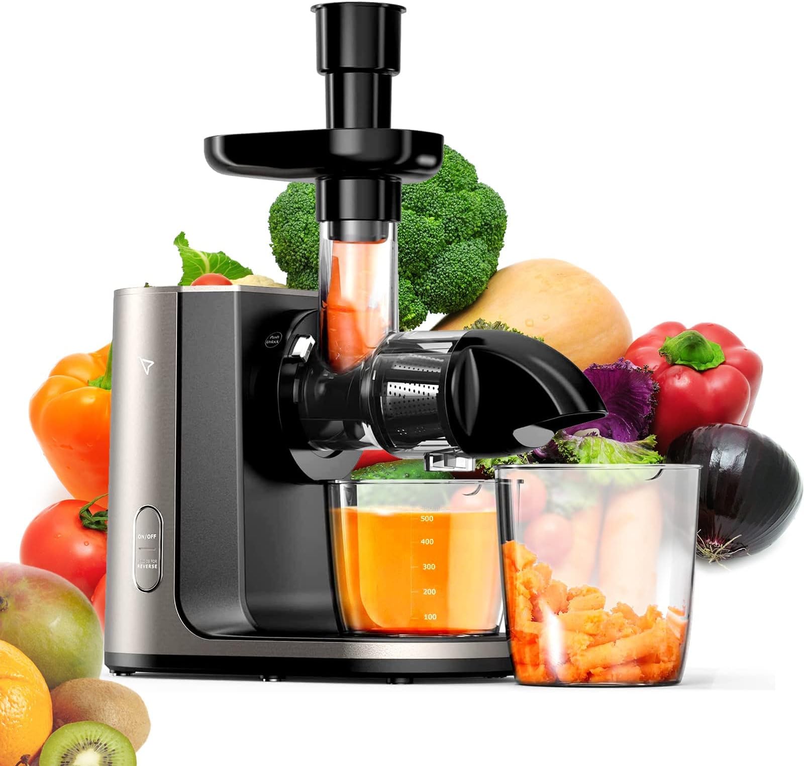 NIFEIPIDUO Cold Press Juicer, Slow Masticating Juicer With Reverse Function/Silent Motor, Easy To Clean Masticating Juicer Machines With Brush For High Nutrient Juice and Vegetable Juice (Black)