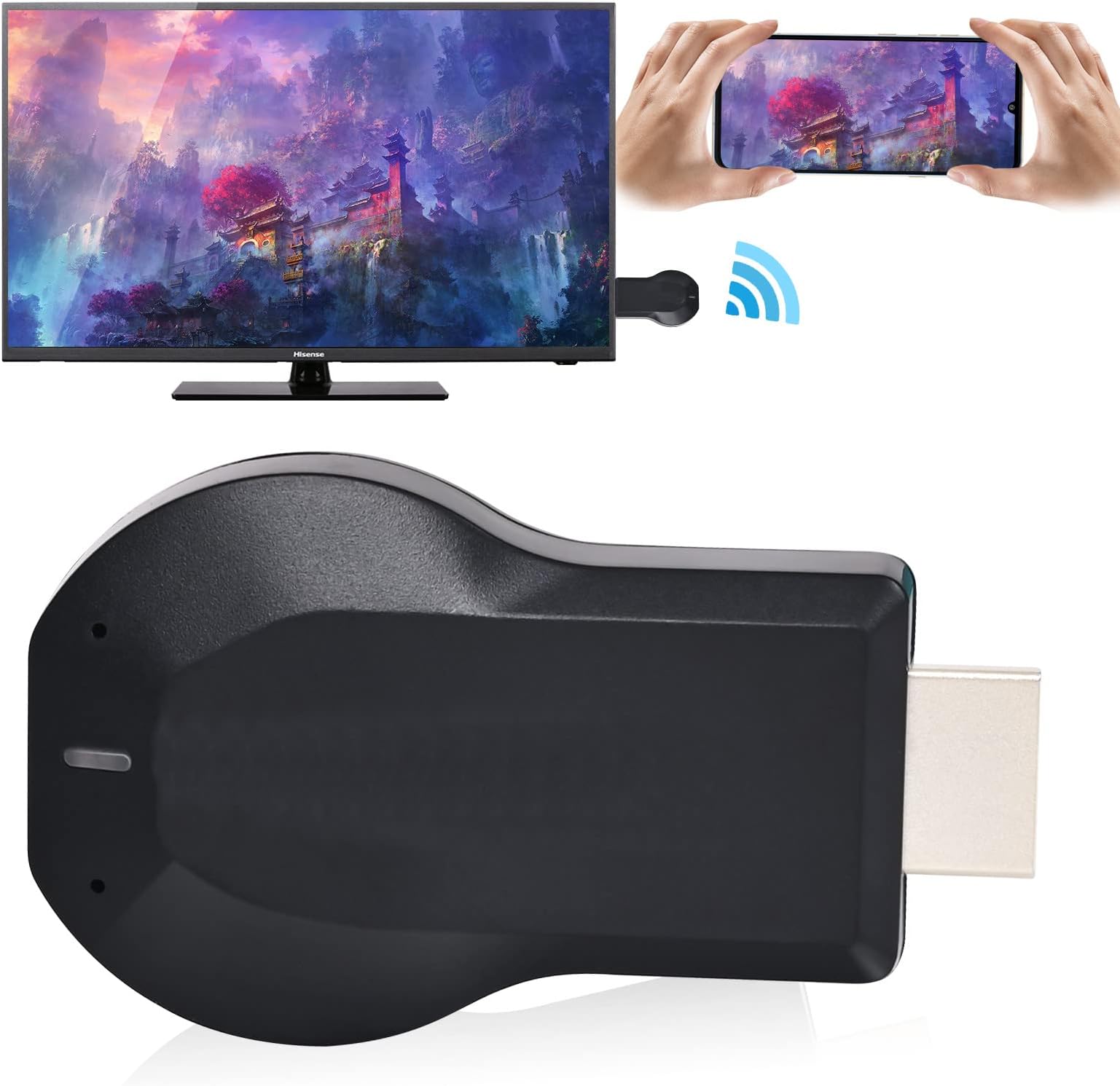 4K HDMI Wireless Display Adapter - WiFi 1080P Mobile Screen Mirroring Receiver Dongle to TV/Projector Receiver Support Windows Android Mac iOS