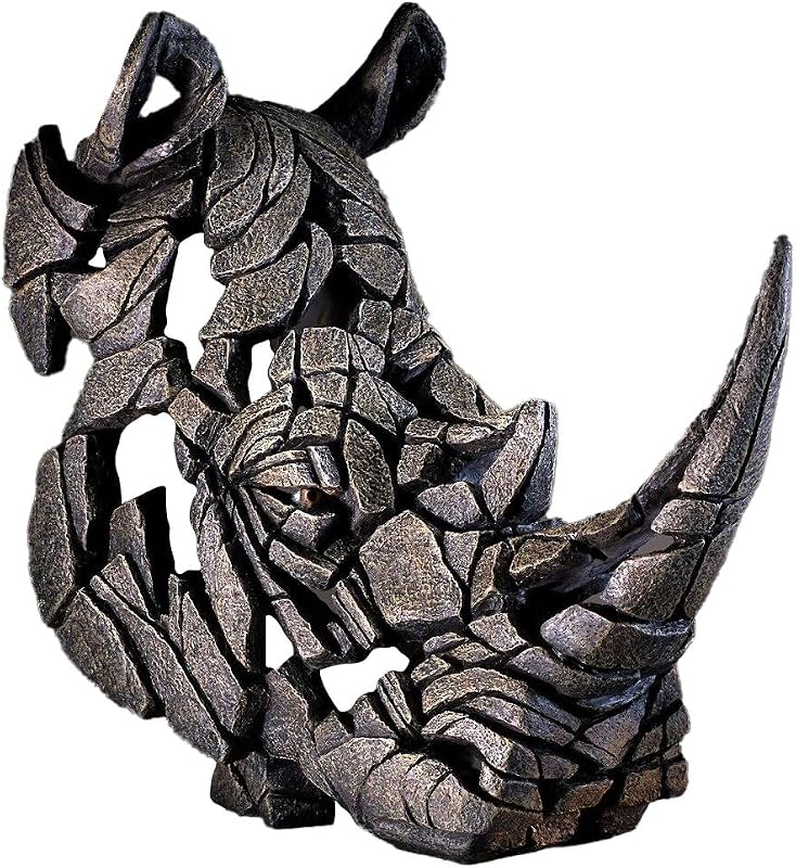 Enesco Edge Sculpture Rhinoceros Head Bust Animal Figurine, 19.3 Inch, Dark Grey