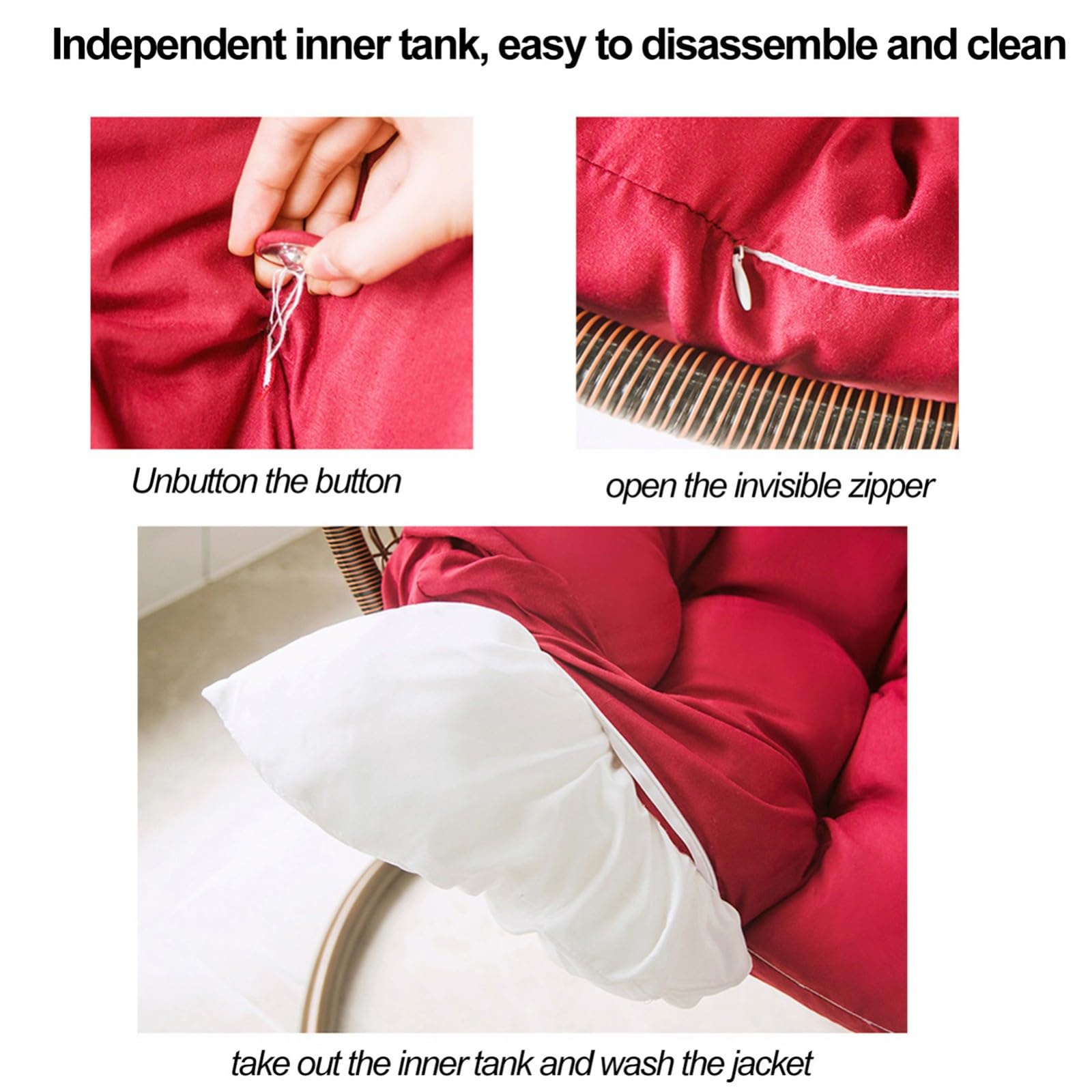 Sedia sospesa da esterno Cush spessa rotonda Cush per sedia a dondolo lavabile amaca cuscino per giardino grigio chiaro appeso altalena Cush con cuscino