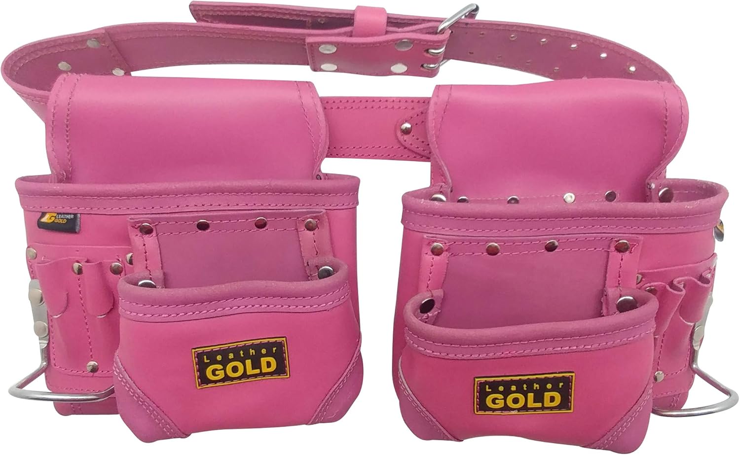 Tool Belt for Women | Womens Pink Tool Belt 3450 | Natural Leather | The 10 Pouches and 3 Hammer Holders are Easily Adjustable | Professional Grade | Durable, Comfortable for All Day Wear