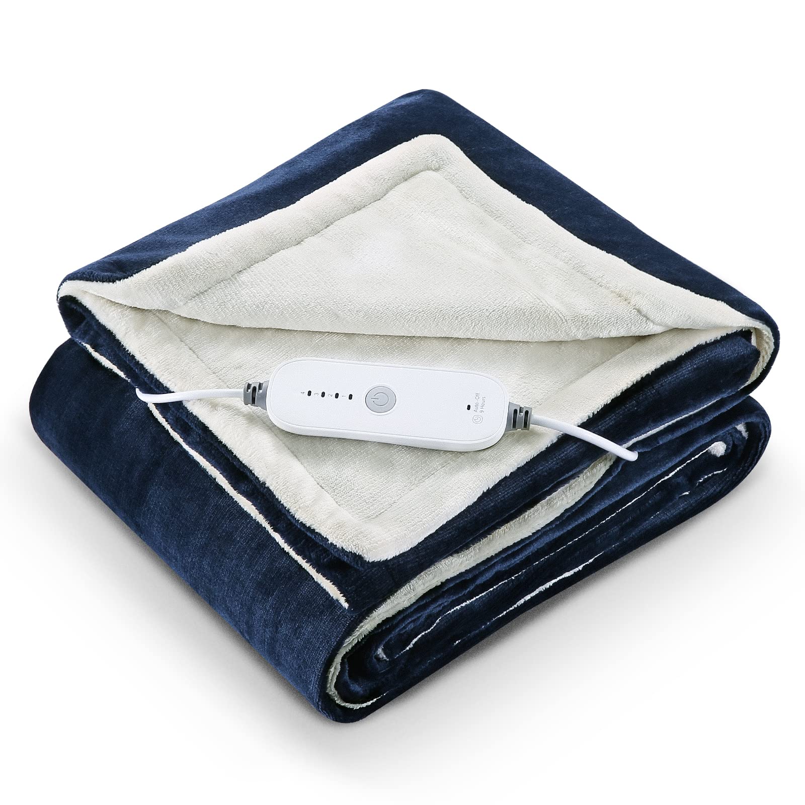 CURECURE Heizdecke Kuscheldecke Wärmedecke Elektrisch mit Abschaltautomatik, 4 Heizstufen 10 Stunden Auto-Off-Timer Überhitzungsschutz, Heizdecken fürs Bett Sofa (Blau, 180 x 130 cm)