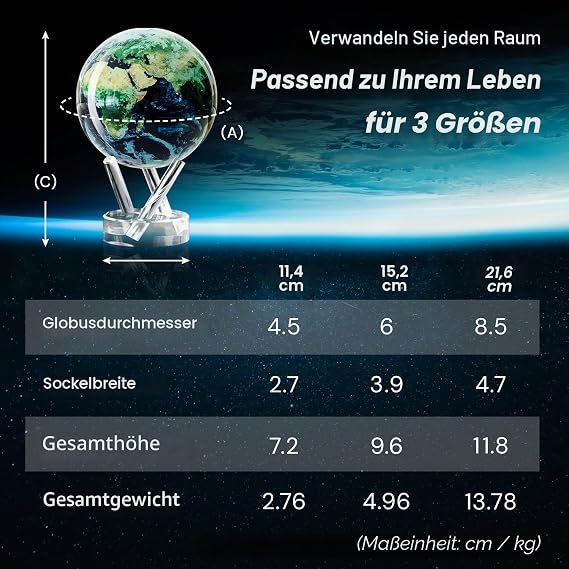 mova globus space series earth with cloud 6 with base solar powered rotating globus unique gift and home or desk decoration for men women children