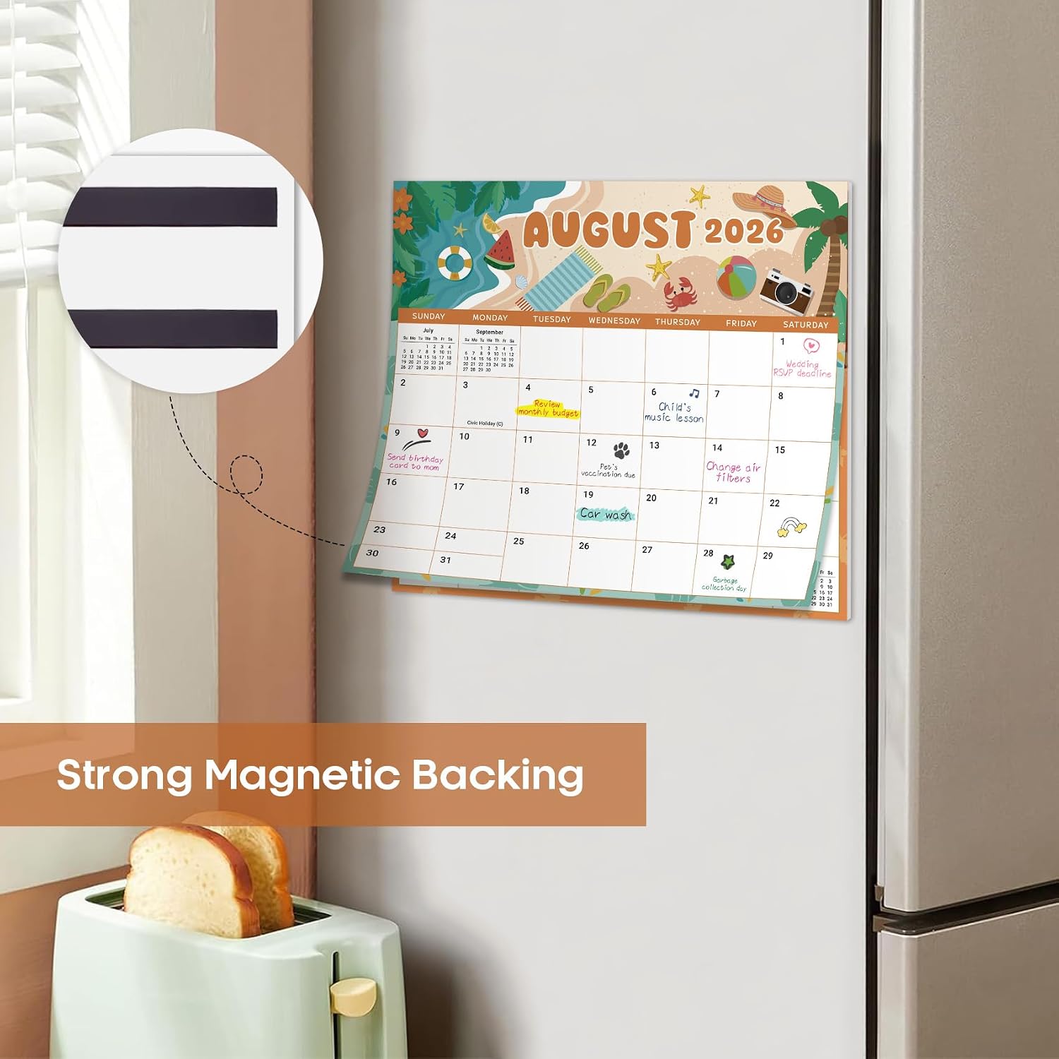 Taja 2026-2027 Magnetic Calendar for Refrigerator, Apr 2026-Dec 2027 image 4