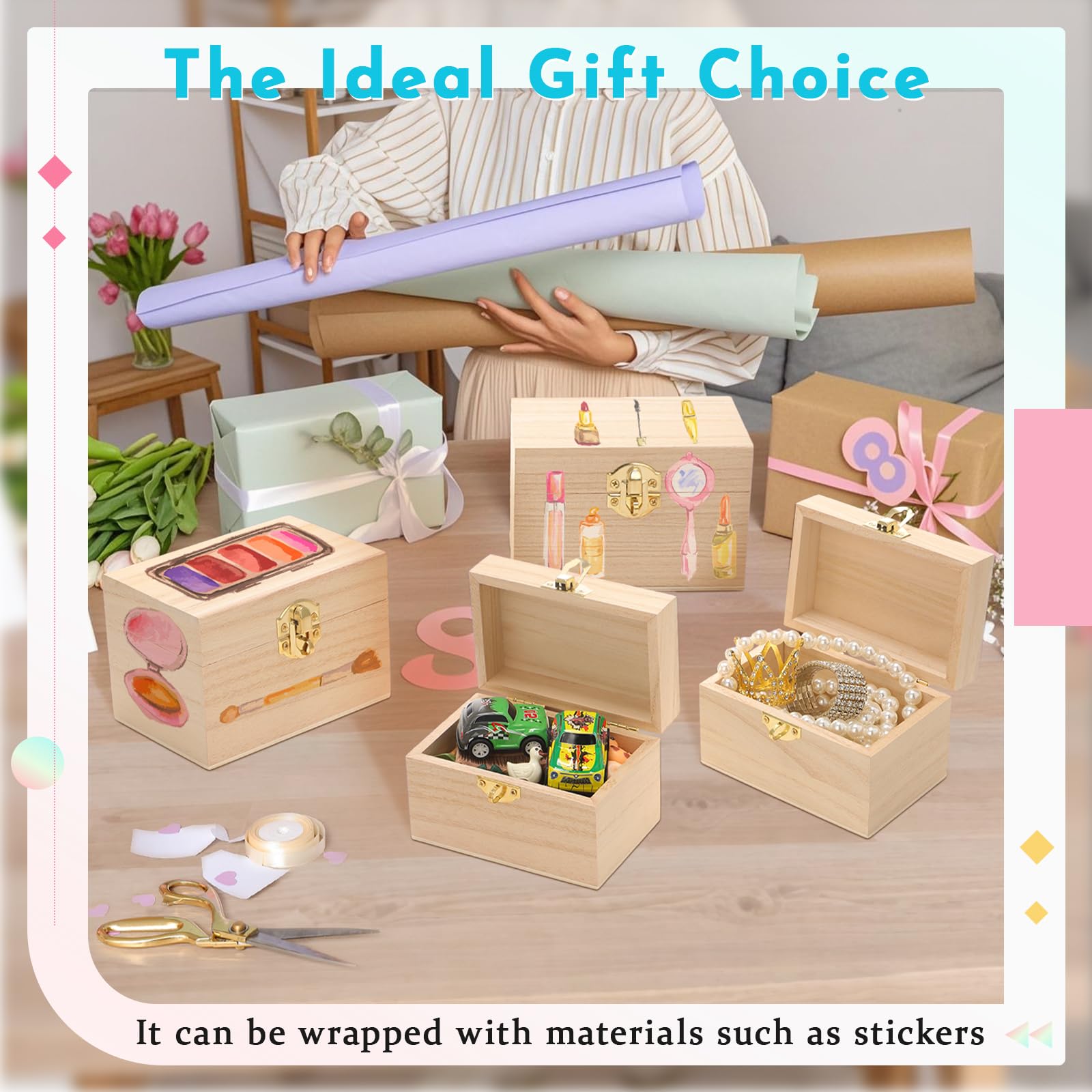 Amazon.com: CroBlissful 24 Set 4.7x3.2x3.2'' Unfinished Wood Box