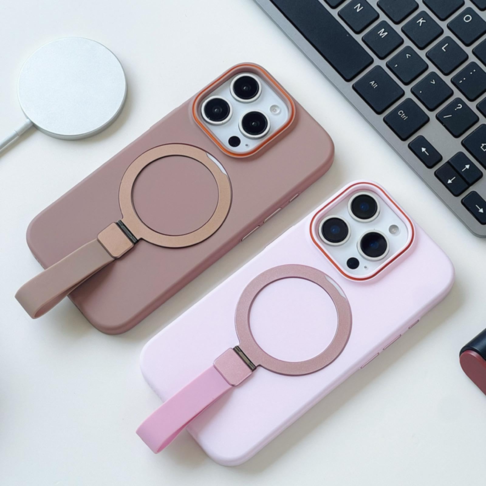 Funda rígida de PC con Soporte de Color sólido para iPhone 16 Pro MAX, Ultrafina, Tacto Suave, Carga inalámbrica (para iPhone 16 Pro MAX/Blanco)