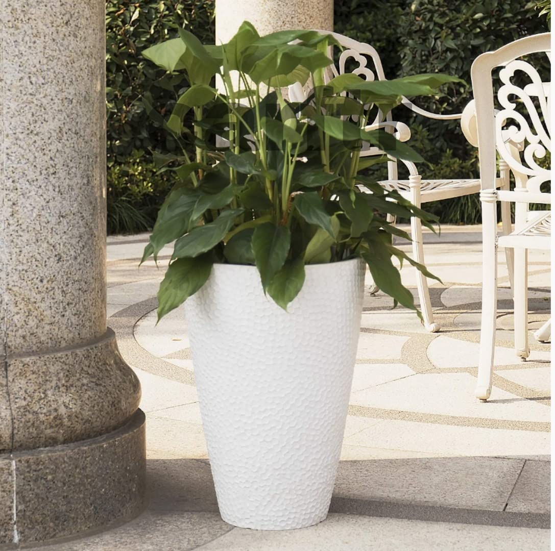 NUTECH IMPEX Metal Tall Planters Hammered Plant Store Metal Tall Planters Outdoor Indoor - 20 inch Modern Flower Pots for Balcony Deck Large Planters for Outdoor Indoor Garden Patio (White) (B0B7X53HT1) Amazon Price History, Amazon Price Tracker