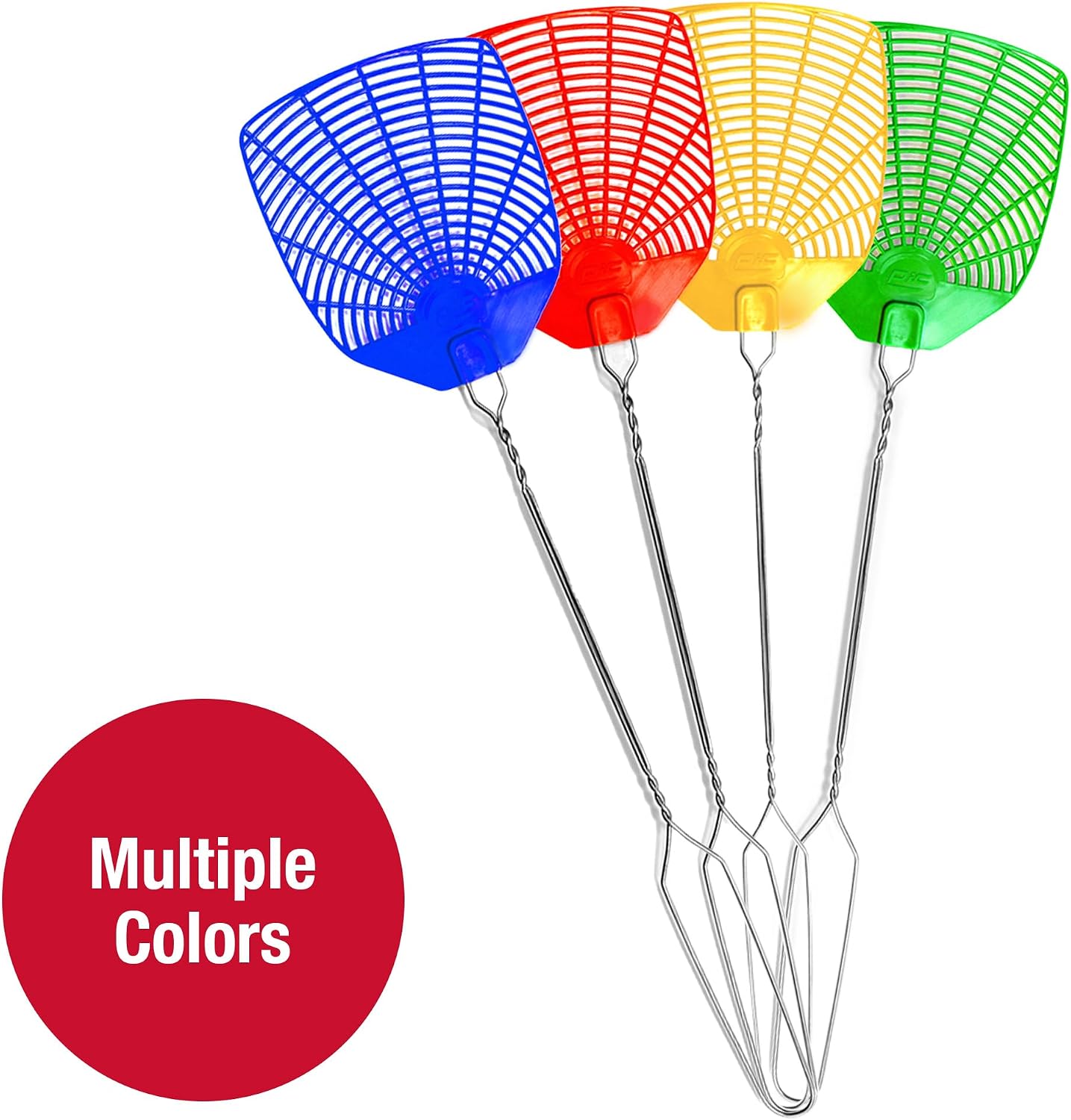 PIC Wire Metal Handle Fly Swatters (Colors May Vary), 18 Pack