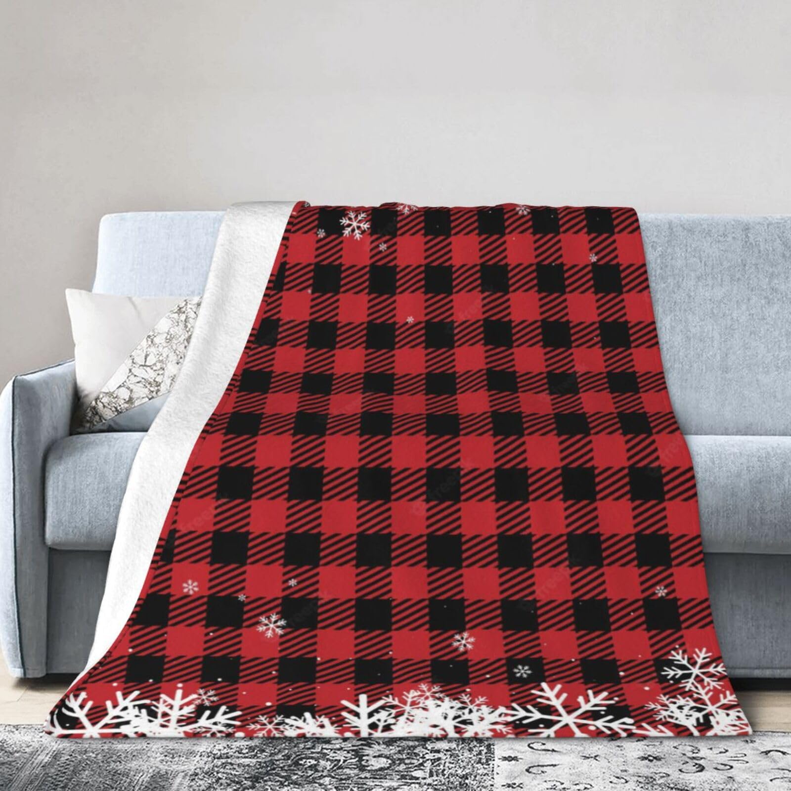 ERTDFXCV Christmas Plaid Blanket 80"x60"