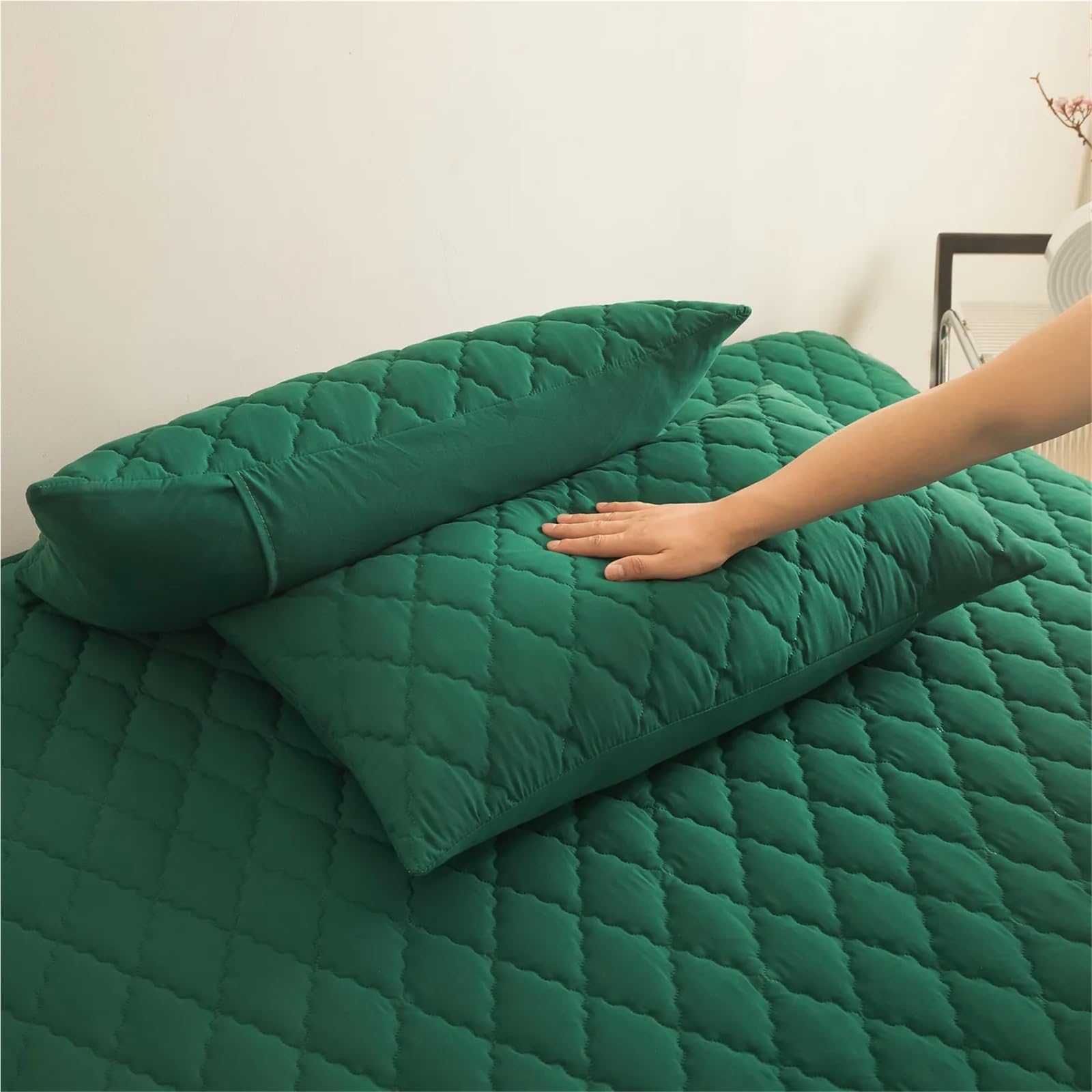 Protectores De Almohada 1 o 2 Fundas de Almohada Acolchadas e Impermeables Color Liso, 48 x 74 cm (sin Relleno)(Color3,2pc Pillowcase)