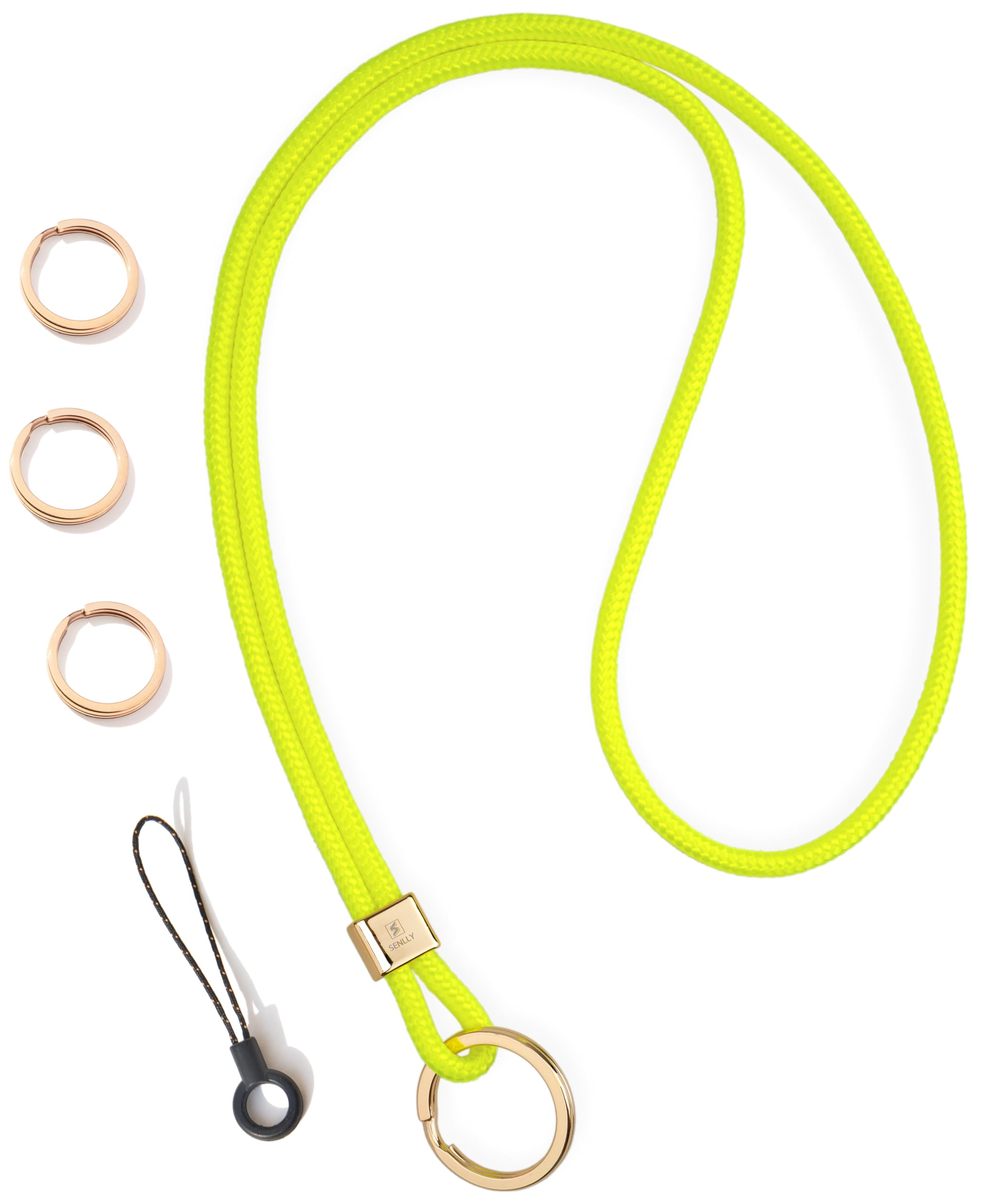 Senlly Unisex 107 Neon Yellow Neck Lanyard Strap For Keys, Original Minimalist Design Keychain Holder