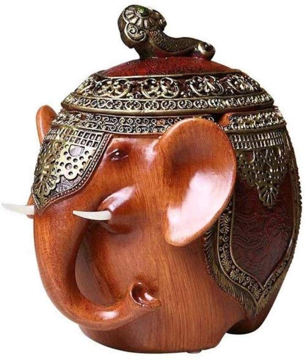 Cendrier éléphant RJJ avec couvercle amovible pour décoration de table