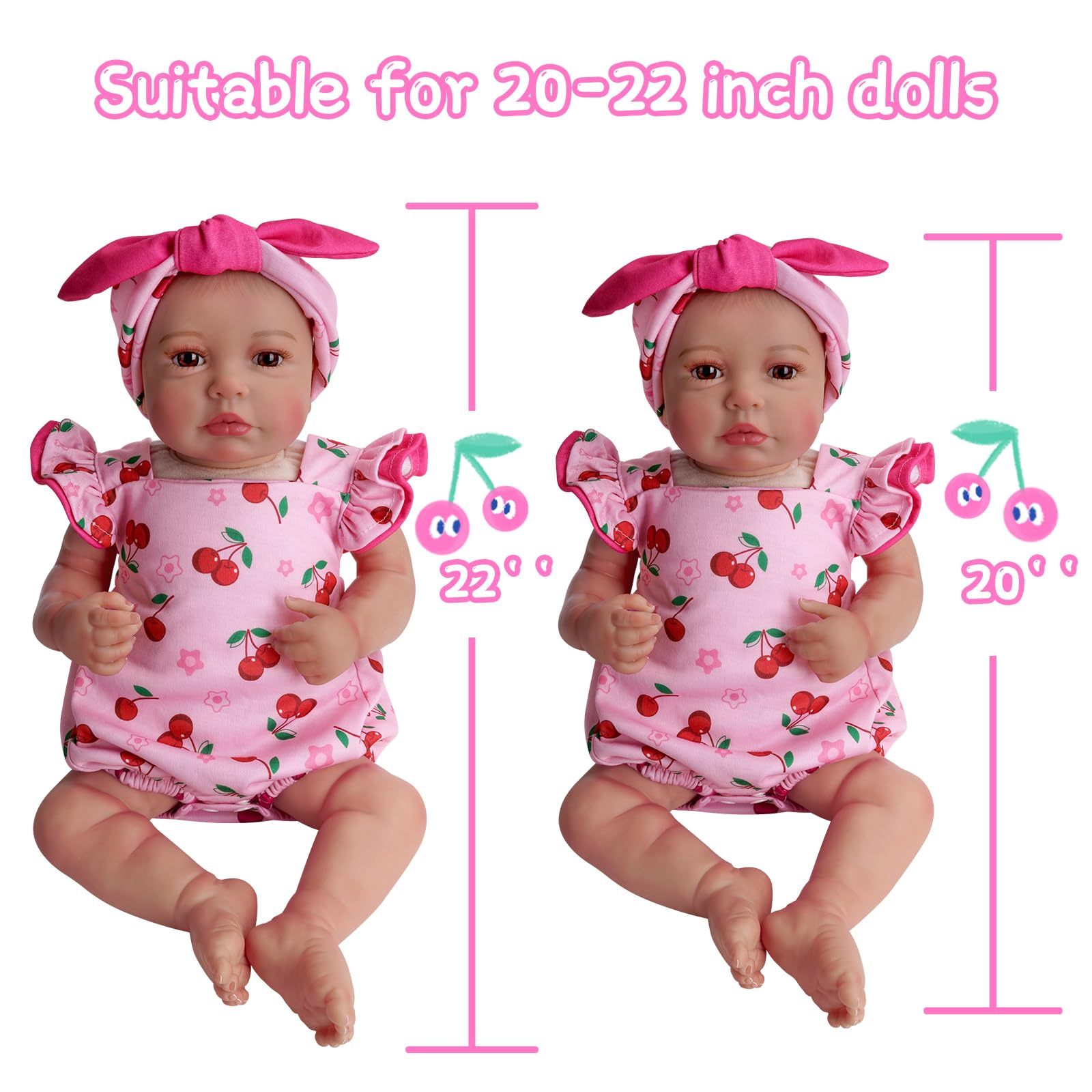 Amazon.com: BABESIDE Reborn Baby Doll Clothes Cherry Pattern