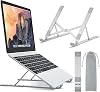 BONTEC Portable Laptop Stands for 10-17.3 inch Laptops Tablet, 7 Levels Height Adjustment Aluminum Laptop Computer Riser, Ventilated Cooling Desktop Laptop Holder Supports up to 20KG