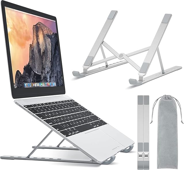 BONTEC Przenośne Stojaki na Laptopa 10-17,3, na Laptop, Tablet, 7 Poziomowa Regulacja Wysokości, Aluminiowy Podest na Komputer i do Laptopa, Uchwyt naLaptopa, na Biurko, Wytrzymałość do 20KG